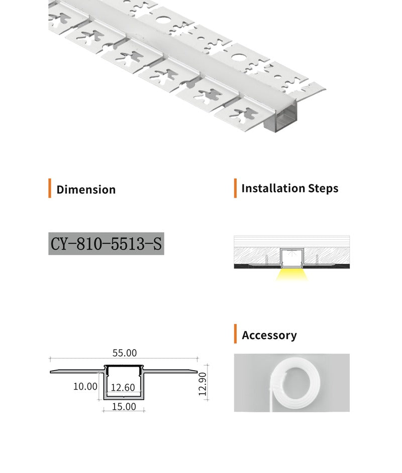 Chuangyu 5513S LED Aluminum Profile 55x13mm