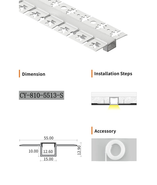 Chuangyu 5513S LED Aluminum Profile 55x13mm