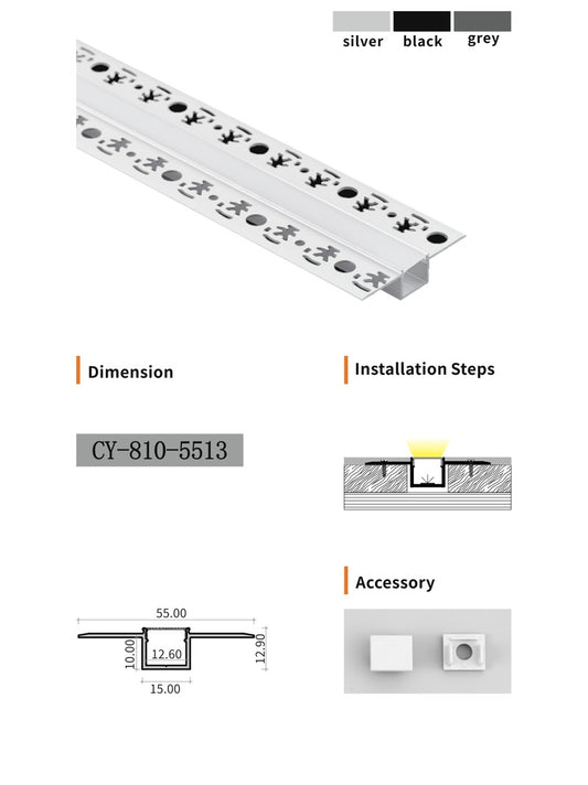 Chuangyu 5513 LED Aluminum Profile 55x13mm