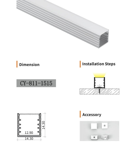 Chuangyu 1515 LED Aluminum Profile 15x15mm