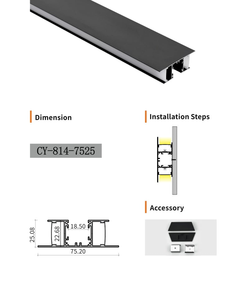 Chuangyu 7525 LED Aluminum Profile 75x25mm