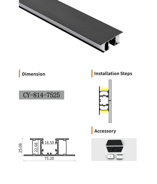Chuangyu 7525 LED Aluminum Profile 75x25mm