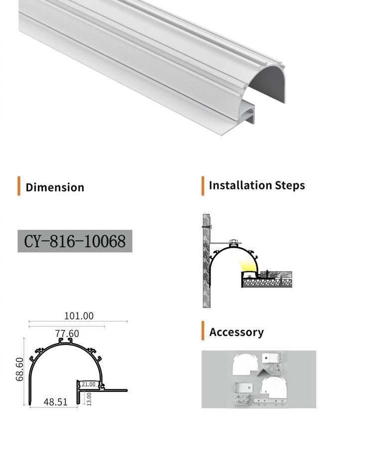 Chuangyu 10068 LED Aluminum Profile 100x68mm