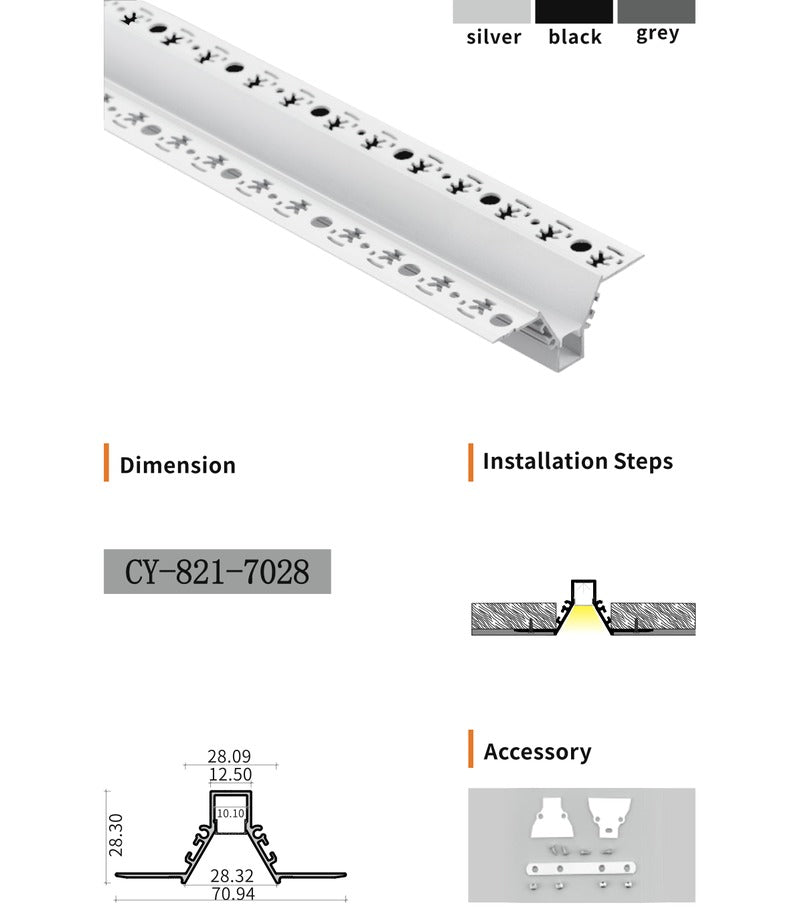 Chuangyu 7028 LED Aluminum Profile 70x28mm