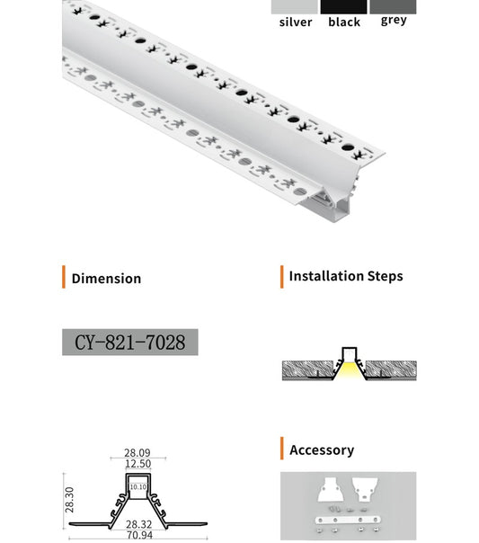 Chuangyu 7028 LED Aluminum Profile 70x28mm