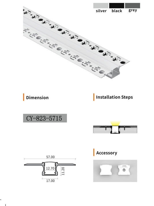Chuangyu 5715 LED Aluminum Profile 57x15mm