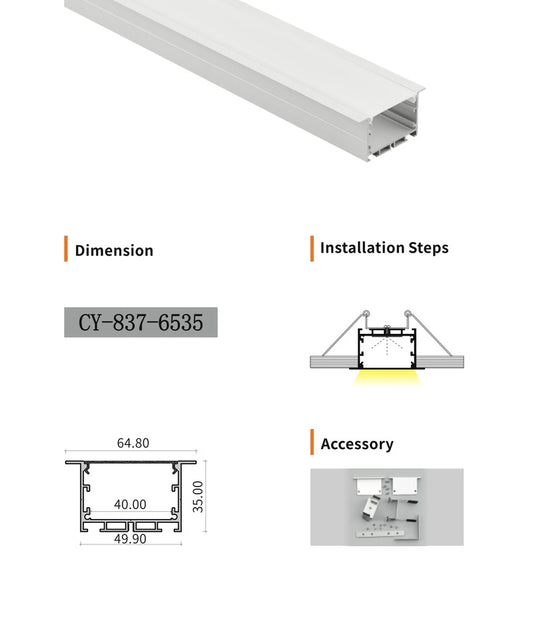 Chuangyu 6535 LED Aluminum Profile 65x35mm