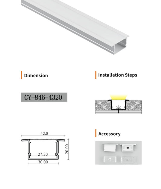 Chuangyu 4320 LED Aluminum Profile 43x20mm