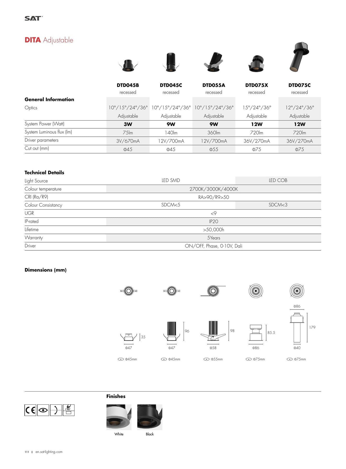 DITA DITA Adjustable 9W Ø55 - SAT Lighting