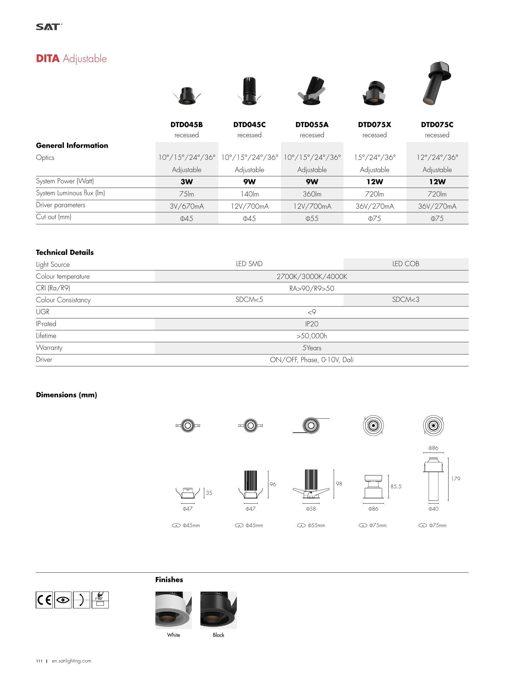 DITA DITA Adjustable 9W Ø55 - SAT Lighting
