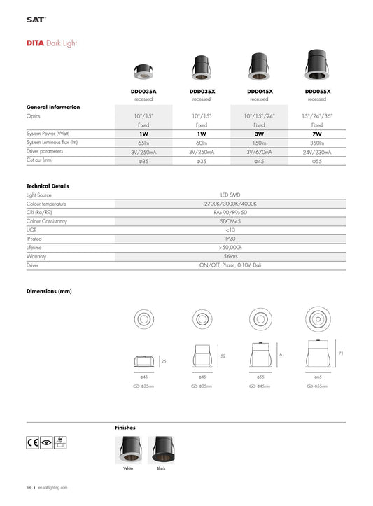 DITA DITA Dark Light Fixed 7W Ø55 - SAT Lighting