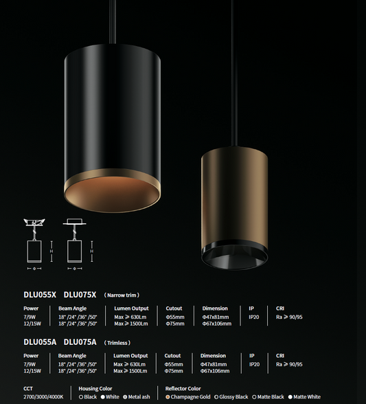 SAT Lumina DLU075A Pendant Light Trimless Ø75