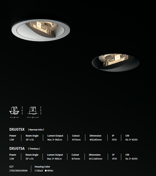 SAT Lumina DXU075A Wall Washer Trimless Ø75