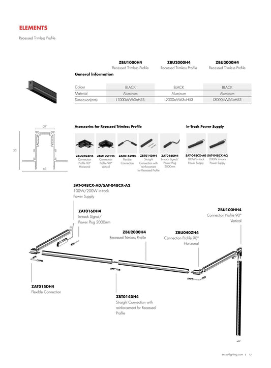 Elements Recessed Trimless Track Profile 3000mm - SAT Lighting