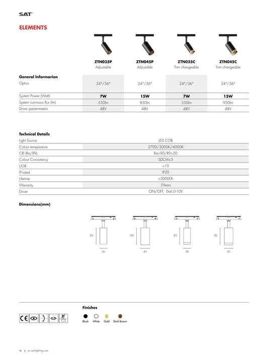 Elements Trim Changeable Spot 15W - SAT Lighting