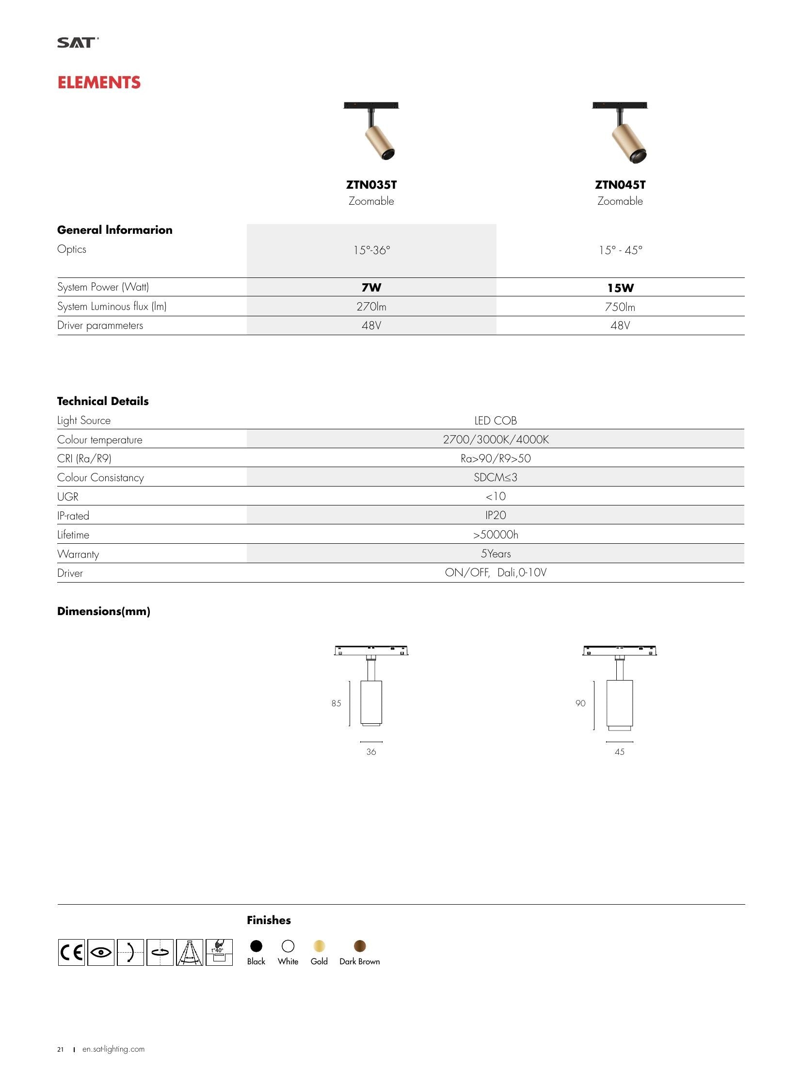 Elements Zoomable Spot 15W - SAT Lighting