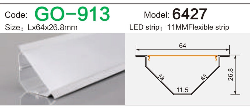 Alluminu 6427 LED Aluminum Profile 64x26.8mm