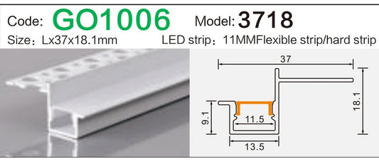 Alluminu 3718 LED Aluminum Profile 37x18.1mm
