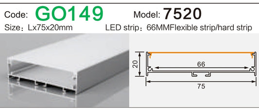Alluminu 7520 LED Aluminum Profile 75x20mm