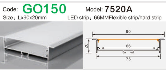 Alluminu 7520A LED Aluminum Profile 90x20mm