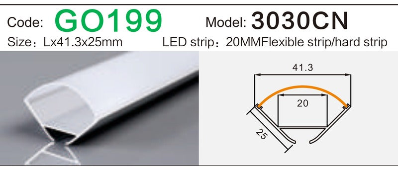 Alluminu 3030CN LED Aluminum Profile 41.3x25mm