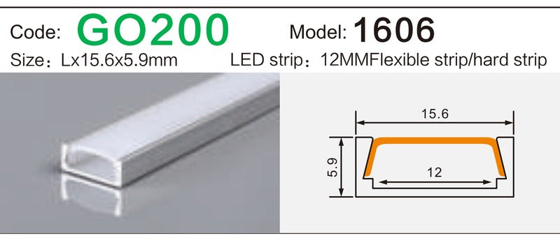 Alluminu 1606 LED Aluminum Profile 15.6x5.9mm
