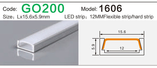 Alluminu 1606 LED Aluminum Profile 15.6x5.9mm
