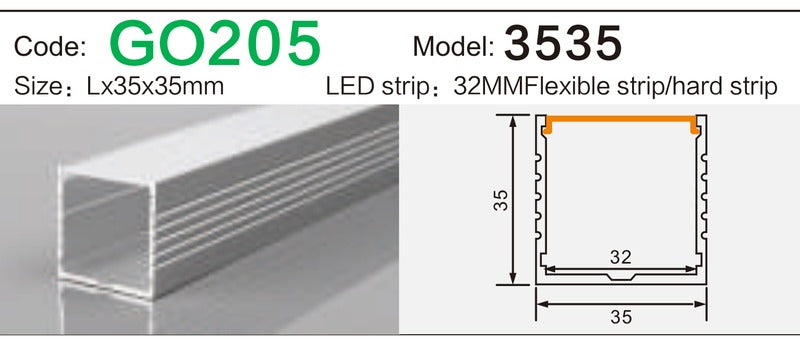 Alluminu 3535 LED Aluminum Profile 35x35mm