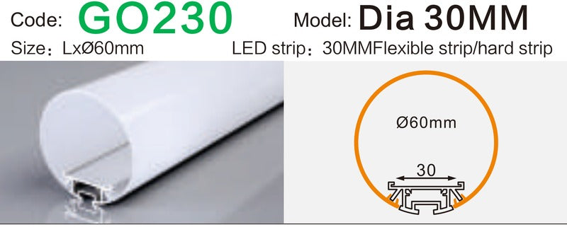 Alluminu Dia 30MM LED Aluminum Profile Ø60mm