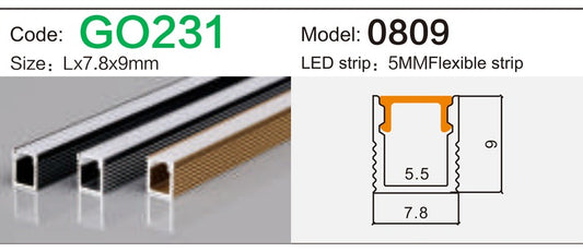 Alluminu 0809 LED Aluminum Profile 7.8x9mm