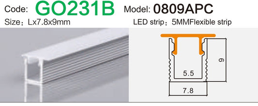 Alluminu 0809APC LED Aluminum Profile 7.8x9mm