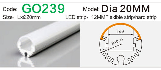 Alluminu Dia 20MM LED Aluminum Profile Ø20mm