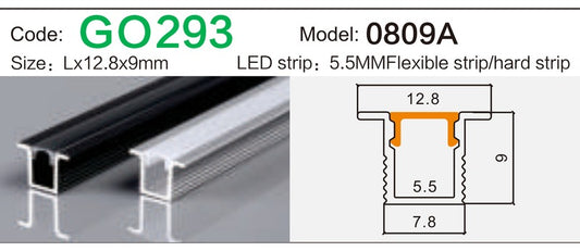 Alluminu 0809A LED Aluminum Profile 12.8x9mm