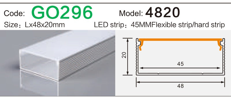 Alluminu 4820 LED Aluminum Profile 48x20mm