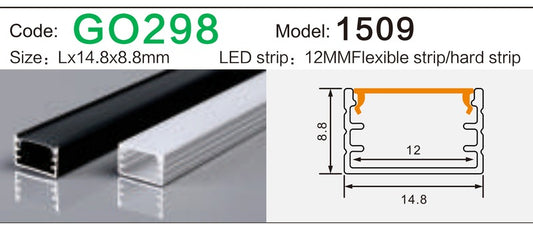 Alluminu 1509 LED Aluminum Profile 14.8x8.8mm