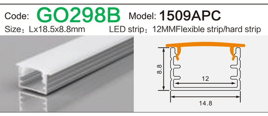 Alluminu 1509APC LED Aluminum Profile 18.5x8.8mm