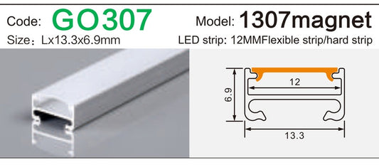 Alluminu 1307magnet LED Aluminum Profile 13.3x6.9mm