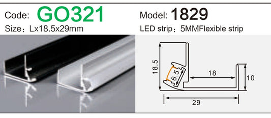 Alluminu 1829 LED Aluminum Profile 18.5x29mm