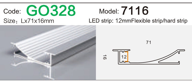 Alluminu 7116 LED Aluminum Profile 71x16mm