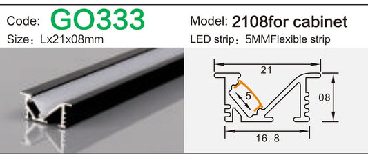 Alluminu 2108 for cabinet LED Aluminum Profile 21x8mm
