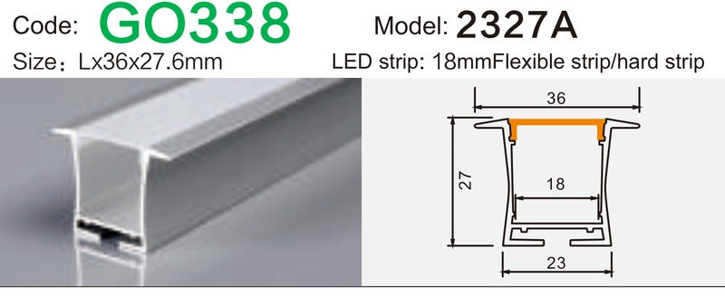 Alluminu 2327A LED Aluminum Profile 36x27.6mm
