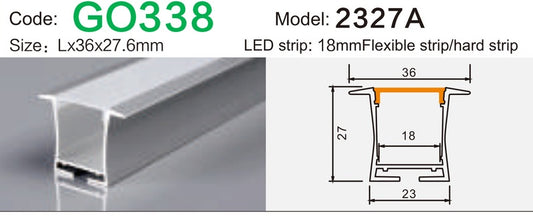 Alluminu 2327A LED Aluminum Profile 36x27.6mm