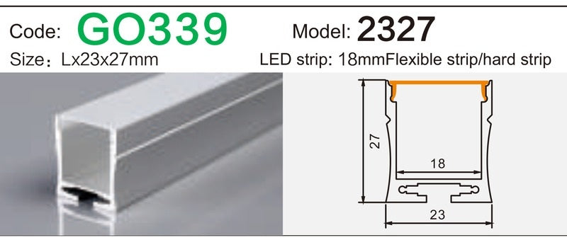 Alluminu 2327 LED Aluminum Profile 23x27mm