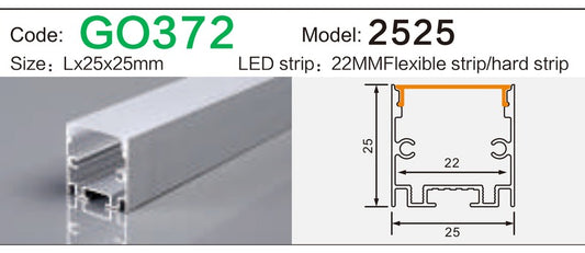 Alluminu 2525 LED Aluminum Profile 25x25mm