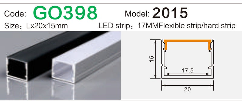 Alluminu 2015 LED Aluminum Profile 20x15mm