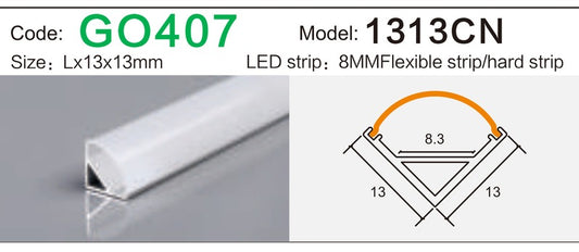 Alluminu 1313CN LED Aluminum Profile 13x13mm