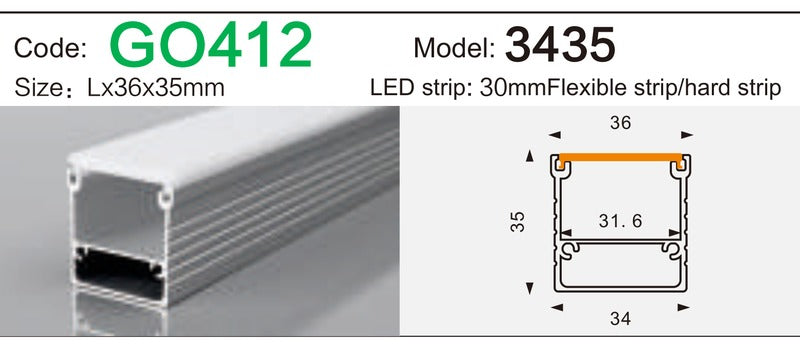 Alluminu 3435 LED Aluminum Profile 36x35mm