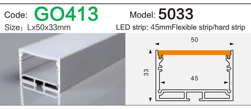 Alluminu 5033 LED Aluminum Profile 50x33mm