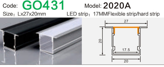 Alluminu 2020A LED Aluminum Profile 27x20mm