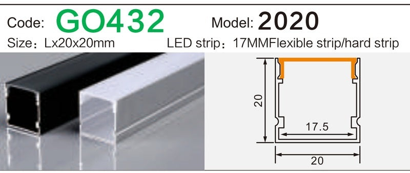 Alluminu 2020 LED Aluminum Profile 20x20mm